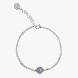 Nuada Pearl Bracelet – stainless steel – round grey 8 mm pearl (Majorica)