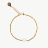 Nuada Pearl Bracelet – gold-tone steel – round white 8 mm pearl (Majorica)