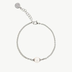 Nuada Pearl Bracelet – stainless steel – round white 8 mm pearl (Majorica)