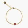 Pulsera Perla Nuada - acero baño oro 18k - perla redonda roja 8 mm (Majorica)