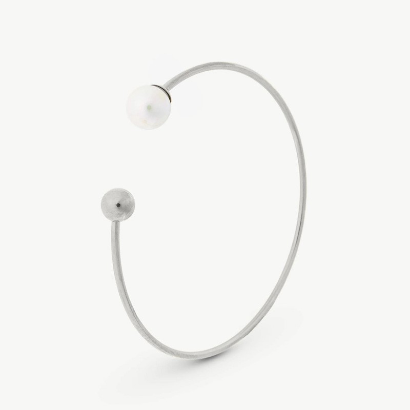 Pulsera Perla Aura - acero - perla redonda blanca 8 mm (Majorica)