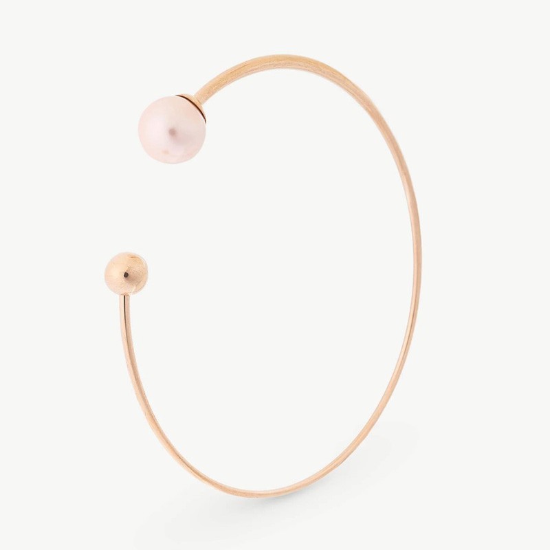 Aura Pearl Bracelet – rose-tone steel – round pink 8 mm pearl (Majorica)