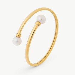 Pulsera Perla Galatea - acero baño oro 18k - perla redonda blanca 9 mm (Majorica)