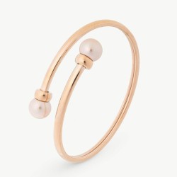 Pulsera Perla Galatea - acero rosado - perla redonda salmón 9 mm (Majorica)