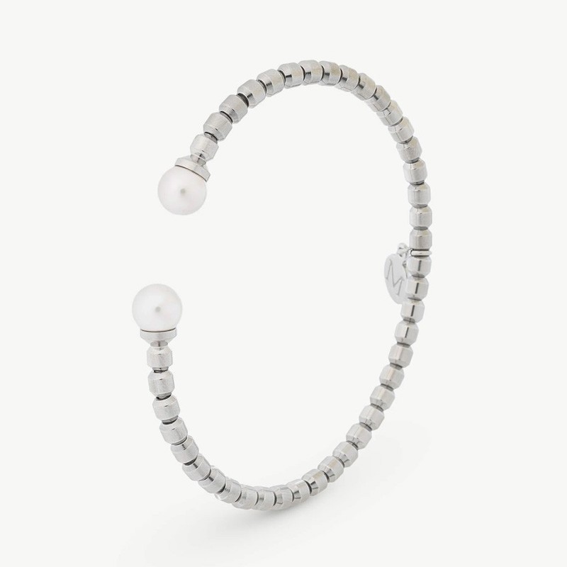 Pulsera Perla Carmen - acero inoxidable - perla redonda blanca 7 mm (Majorica)