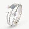 Planet Pearl Bracelet – stainless steel – round multicolor 10-12 mm pearl with cubic zirconia (Majorica)