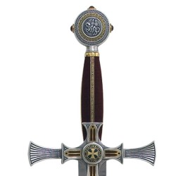 Templar Sword, silver and gold damascene decoration (stainless steel) Marto Toledo - hilt detail