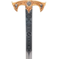 Espada Templaria con grabado al ácido, oro (acero inoxidable) Marto Toledo - hoja