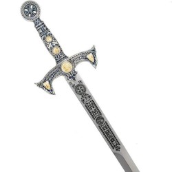 Templar sword with acid etching, silver (stainless steel) Marto, Toledo - frontal