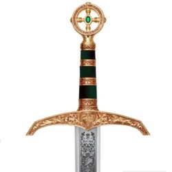Robin Hood sword with acid etching, gold (stainless steel) – Marto, Toledo - hilt detail