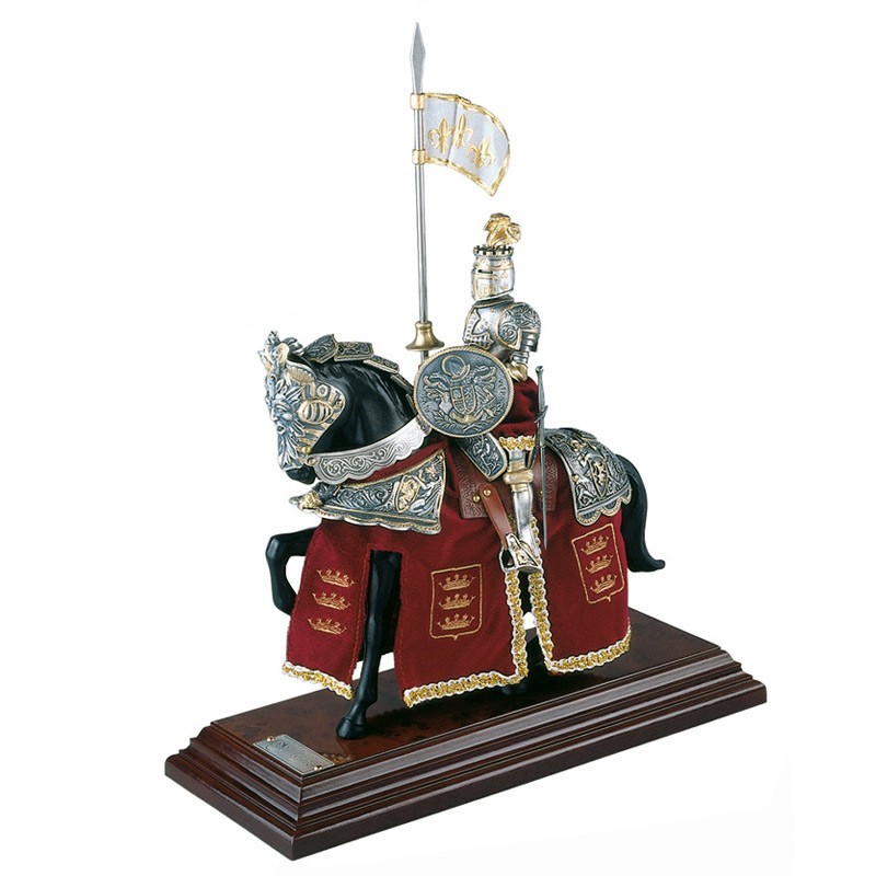 Armadura ecuestre Flor de Lis – Acabado plata (acero lacado) – Terciopelo rojo – Marto Toledo – Vista frontal