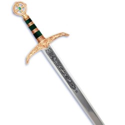 Robin Hood sword with acid etching, gold (stainless steel) – Marto, Toledo - frontal