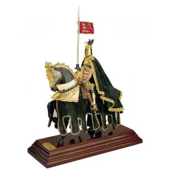 Armadura ecuestre con Capa – Acabado oro (acero lacado) – Terciopelo verde – Marto Toledo – Vista lateral