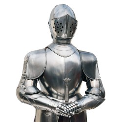 Plain Medieval Armor, full size (steel) Marto Toledo – Helmet and chest detail
