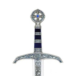 Espada Robin Hood con grabado al ácido, plata (acero inoxidable) Marto Toledo - empuñadura