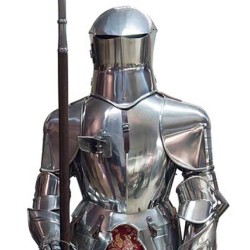 Tournament Medieval Armor, full size (steel) Marto Toledo – Helmet and chest detail
