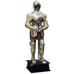 Golden Medieval Armor, full size (steel) Marto Toledo – Front view