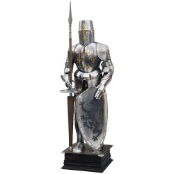 Medieval Armor with Lion Shield, full size (steel) Marto Toledo – Front view