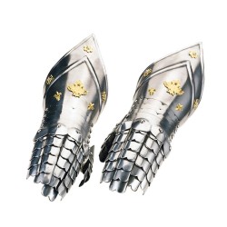 Par Guanteletes Decorados Oro, Tamaño Natural (acero inoxidable) - Marto Toledo - Frontal