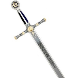 Espada Masónica con grabado al ácido, plata (acero inoxidable) Marto Toledo - frontal